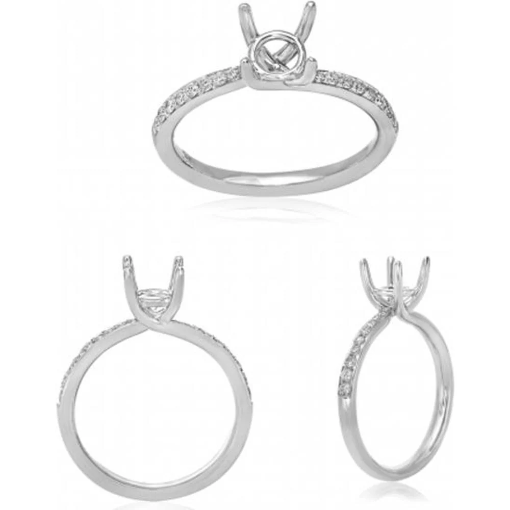 Roman & Jules - 14K White Gold Round Diamond Ring - 0.20 Carat Total Diamond Weight