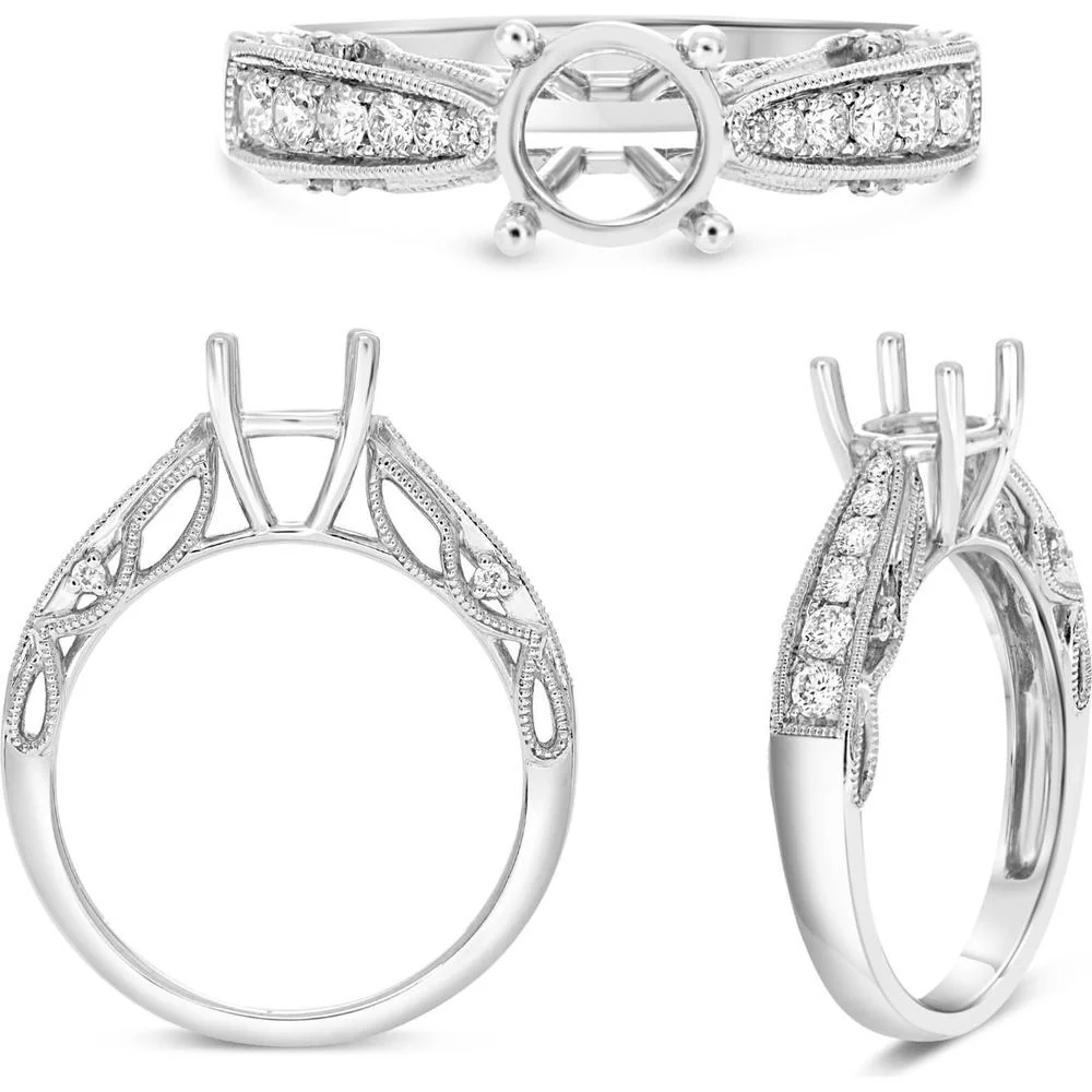 Roman & Jules - 14K White Gold Round Diamond Ring - 0.31 Carat Total Diamond Weight