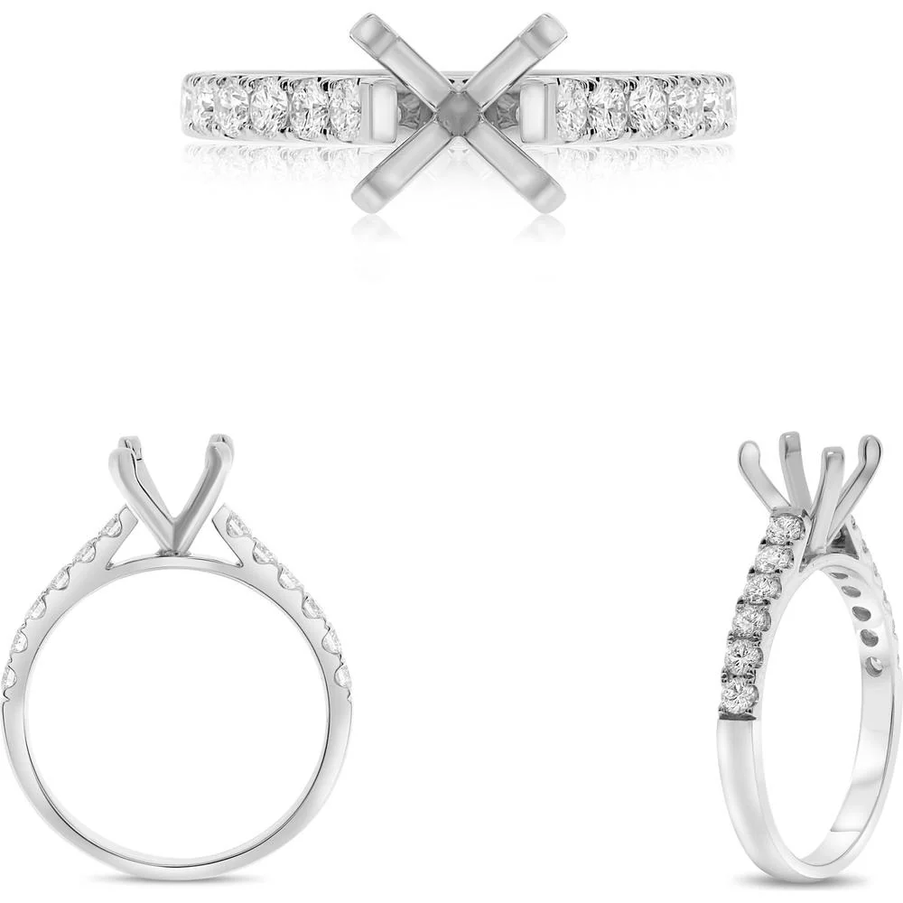Roman & Jules - 14K White Gold Round Diamond Ring - 0.38 Carat Total Diamond Weight