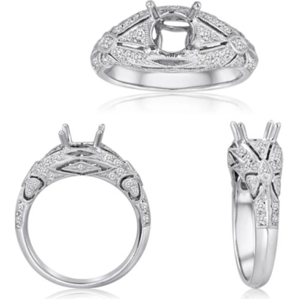 Roman & Jules - 14K White Gold Round Diamond Ring - 0.40 Carat Total Diamond Weight