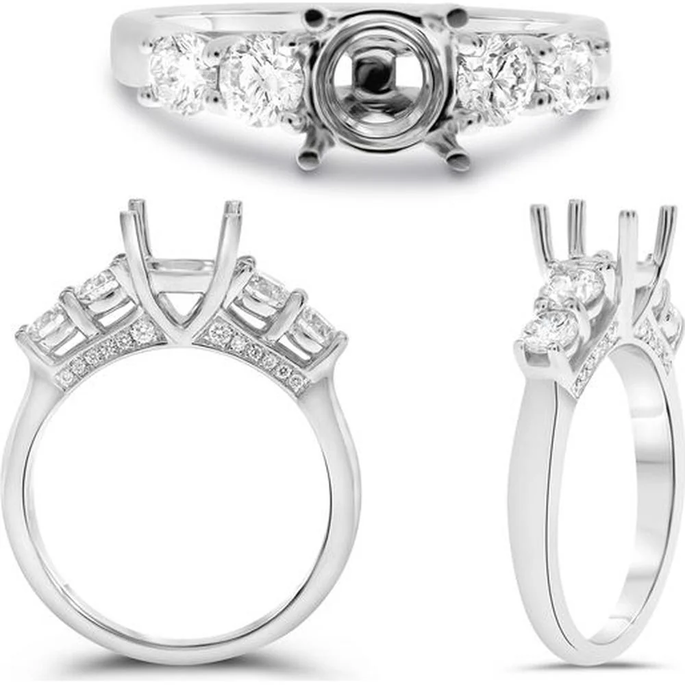 Roman & Jules - 14K White Gold Round Diamond Ring - 0.79 Carat Total Diamond Weight