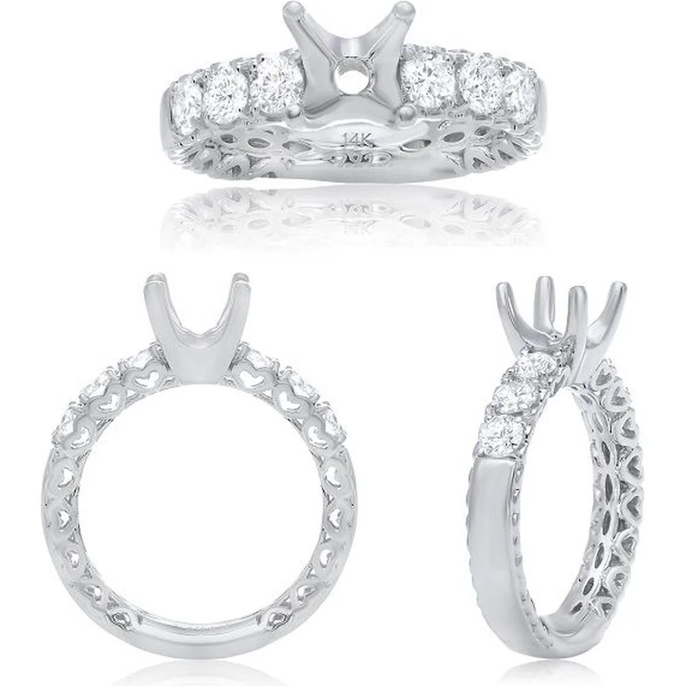 Roman & Jules - 14K White Gold Round Diamond Ring - 0.79 Carat Total Diamond Weight
