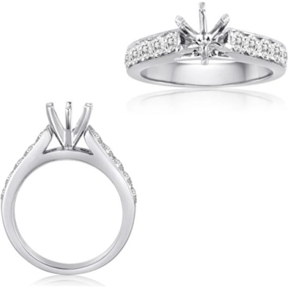 Roman & Jules - 14K White Gold Round Diamond Ring with 0.69 Carat Diamond