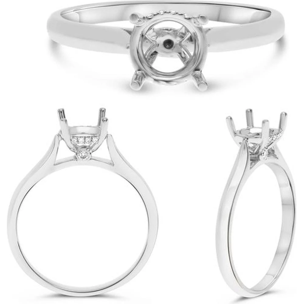 Roman & Jules - 14K White Gold Round Diamond Ring with Hidden Halo - 1.50 Carat Total Diamond Weight