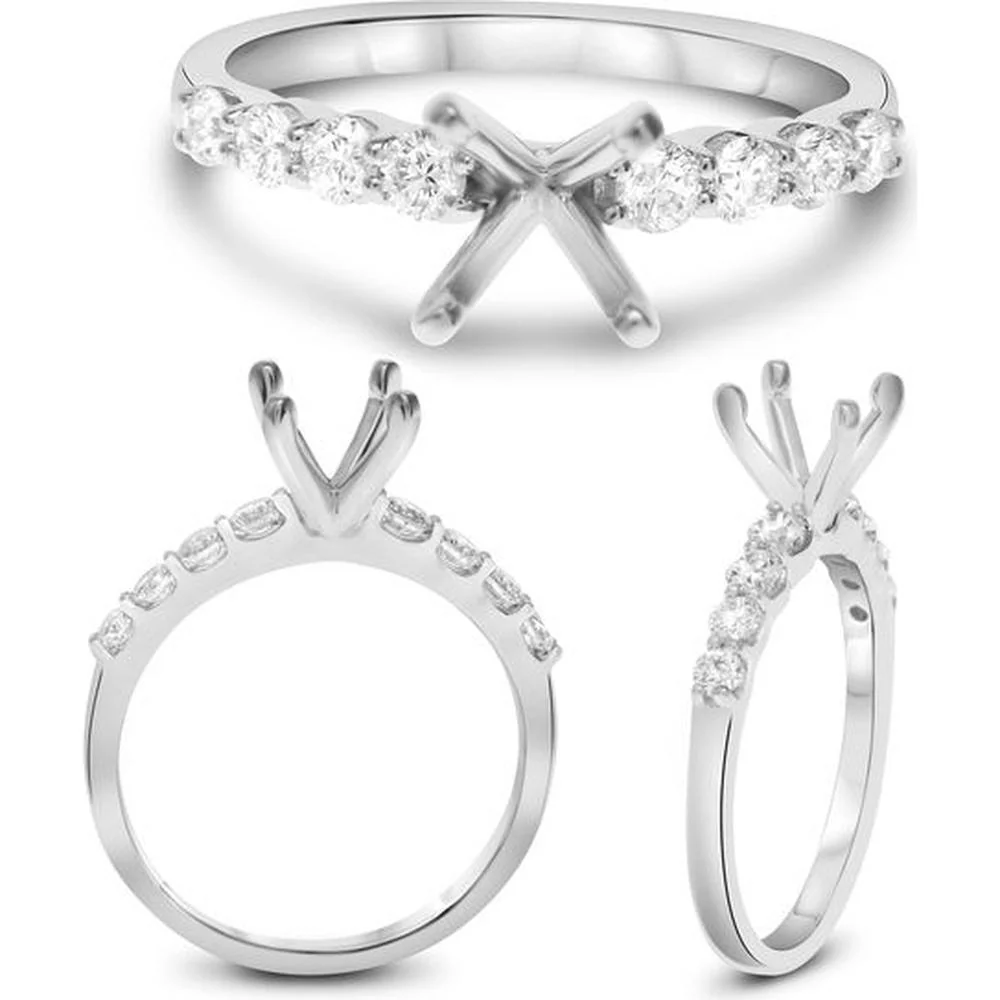 Roman & Jules - 14K White Gold Round Diamond Ring with Shared Prong Setting - 0.43 Carat Total Diamond Weight