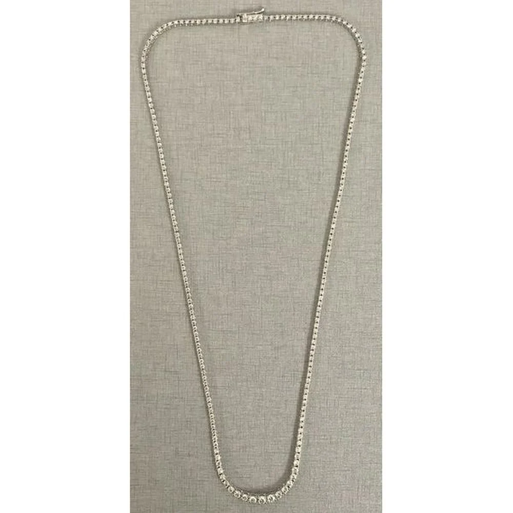 Roman & Jules - 14K White Gold Round Diamond Riviera Necklace - 4.00 Carat Total Diamond Weight
