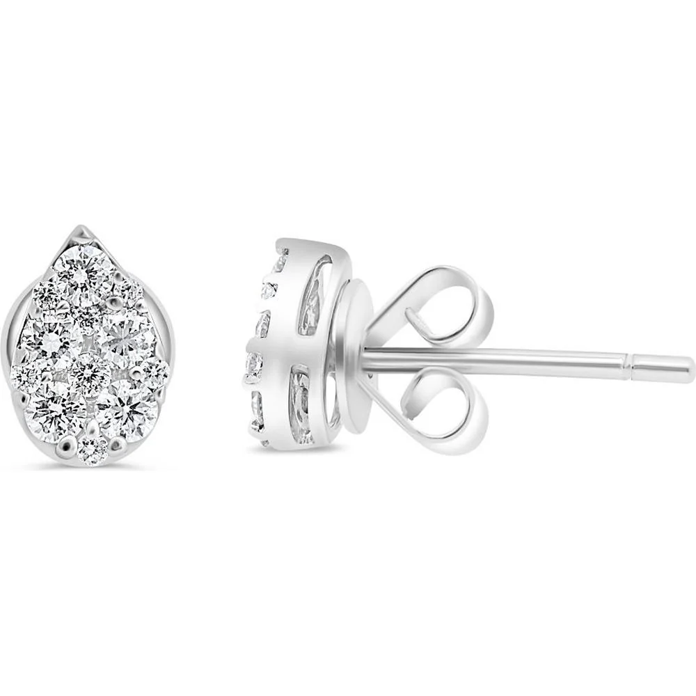 Roman & Jules - 14K White Gold Round Diamond Stud Earrings - 0.30 Carat Total Diamond Weight