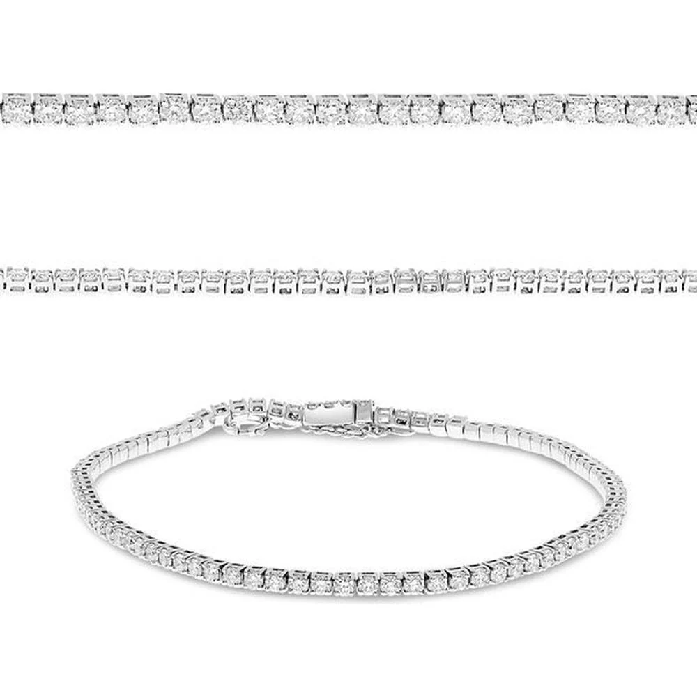 Roman & Jules - 14K White Gold Round Diamond Tennis Bracelet - 1.87 Carat Total Diamond Weight