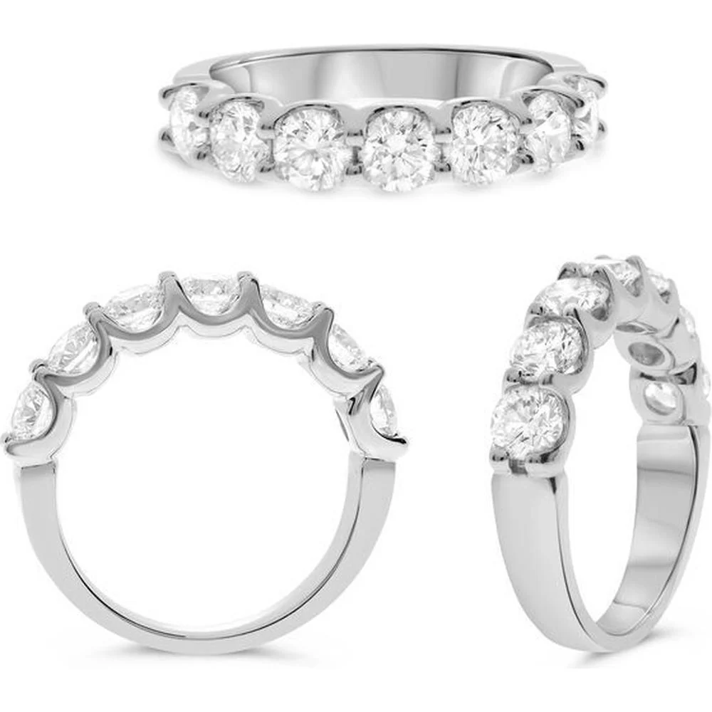 Roman & Jules - 14K White Gold Seven-Stone Wedding Band with Round Diamonds - 2.00 Carat Total Diamond Weight