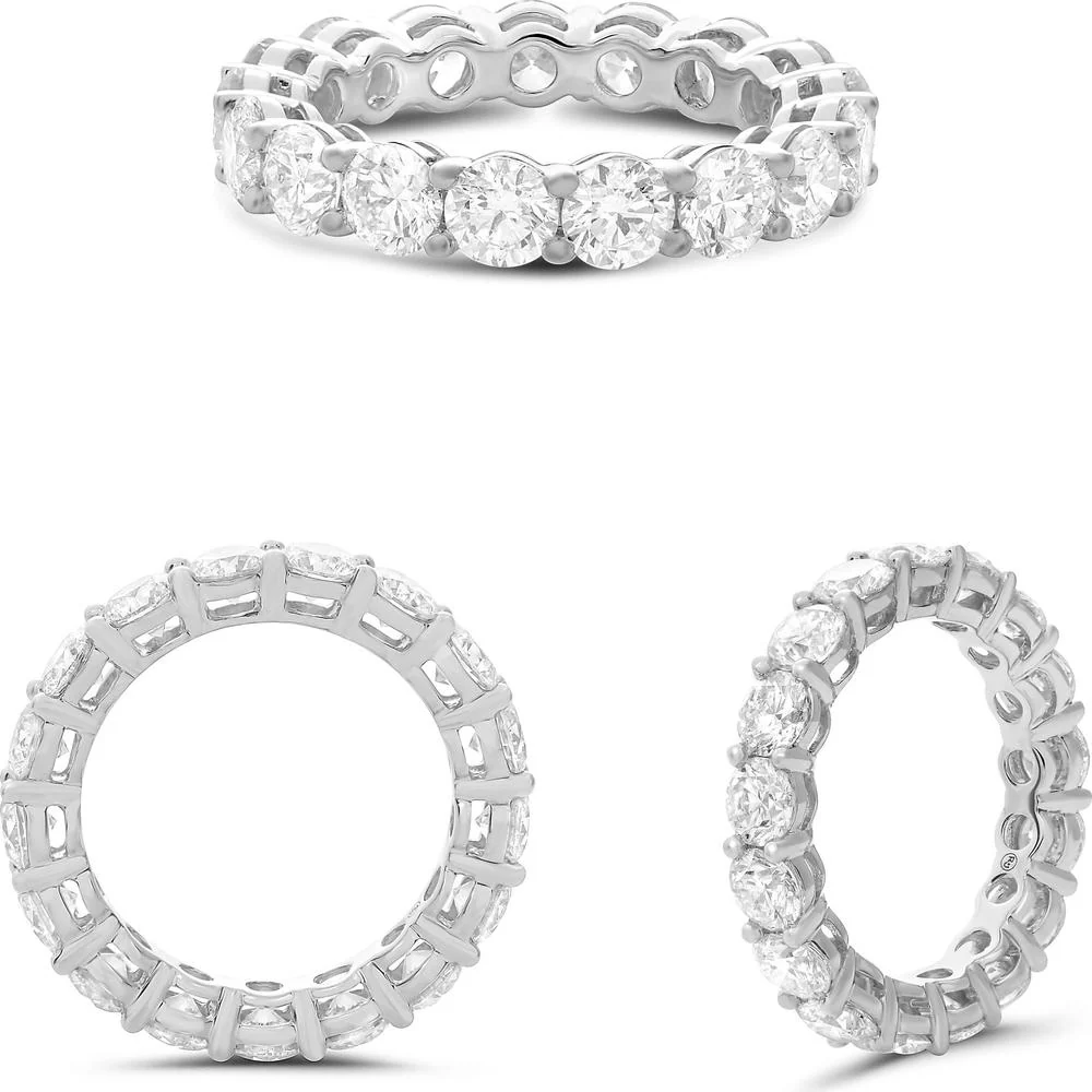 Roman & Jules - 14K White Gold Shared Prong Eternity Band with Round Diamonds - 4.32 Carat Total Diamond Weight