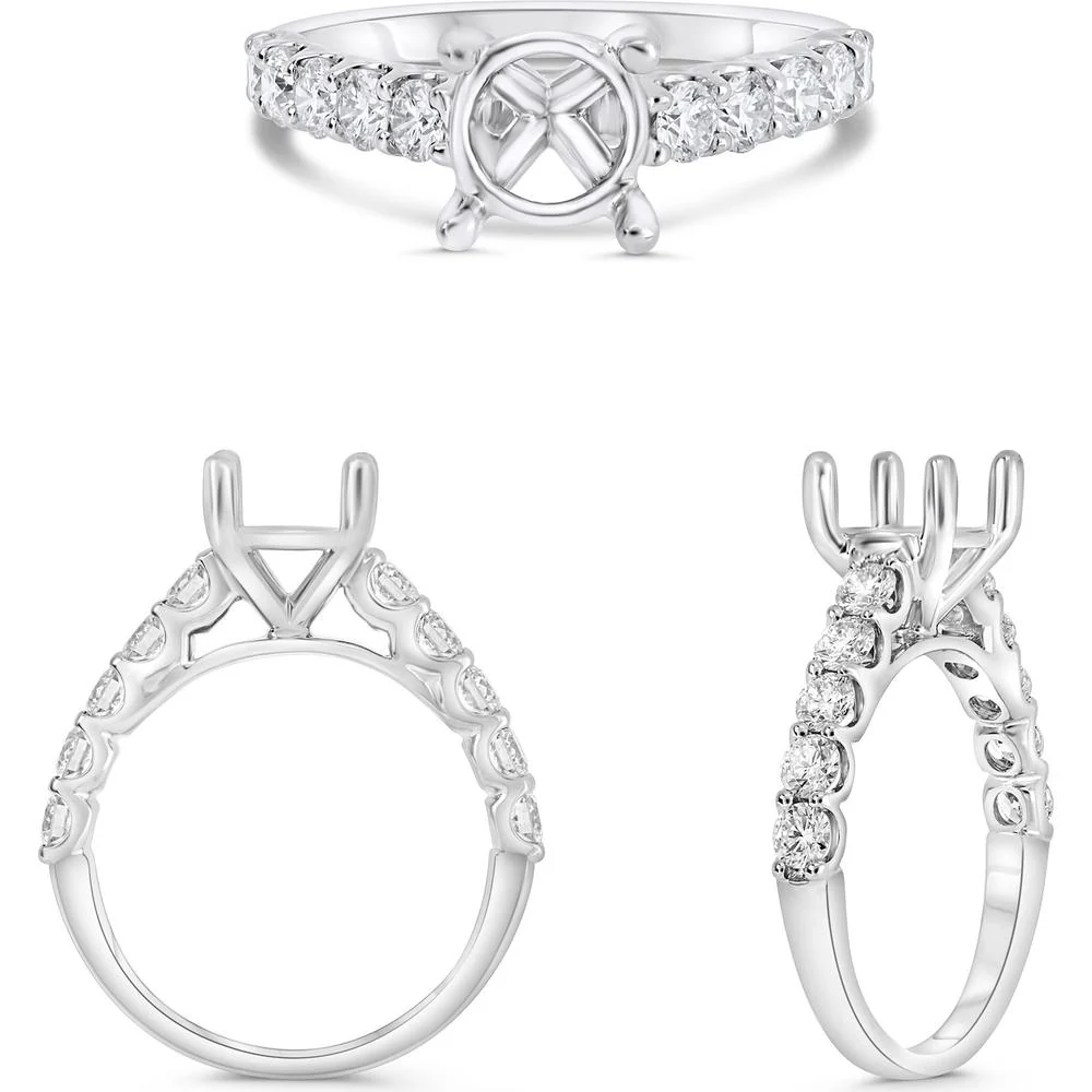 Roman & Jules - 14K White Gold Shared U-Prong Diamond Ring - 1.50 Carat Total Diamond Weight