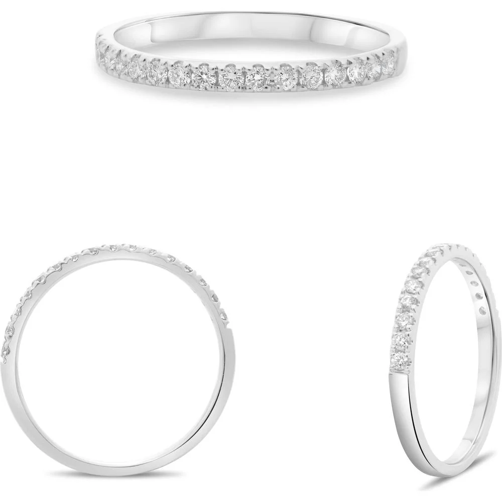 Roman & Jules - 14K White Gold Stackable Round Diamond Band - 0.25 Carat Total Diamond Weight