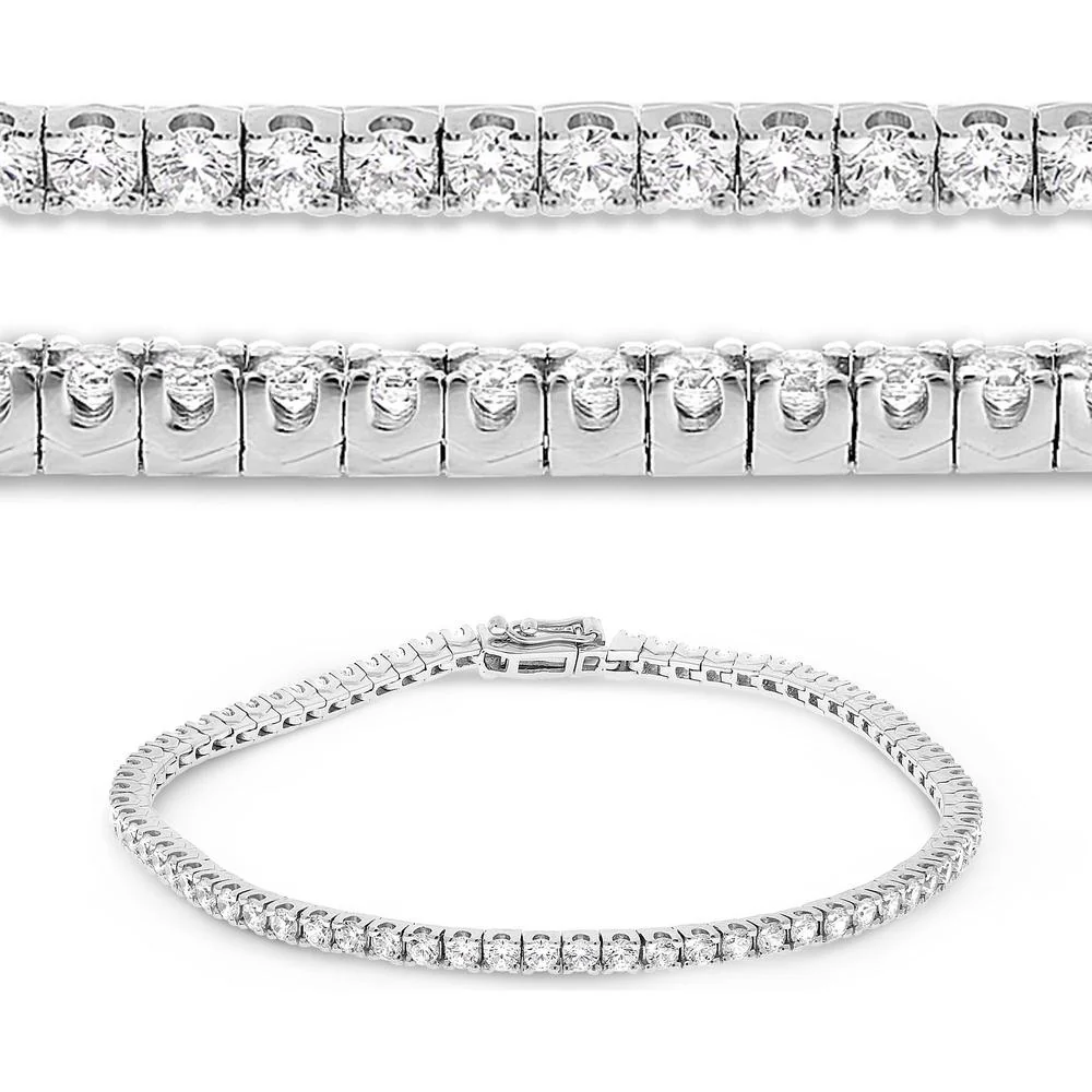 Roman & Jules - 14K White Gold Tennis Bracelet with Round Diamonds - 2.60 Carat Total Diamond Weight
