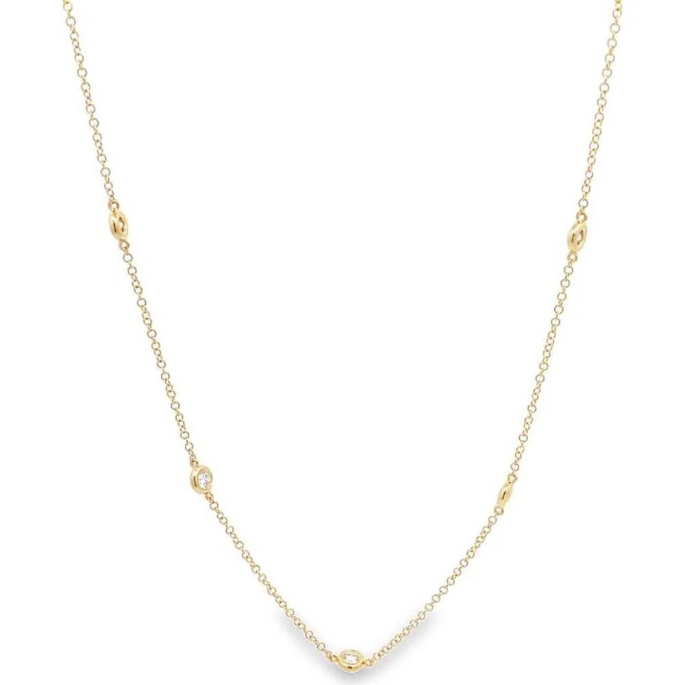 Roman & Jules - 14K Yellow Gold 30" Necklace with Round Diamonds - 0.40 Carat Total Diamond Weight