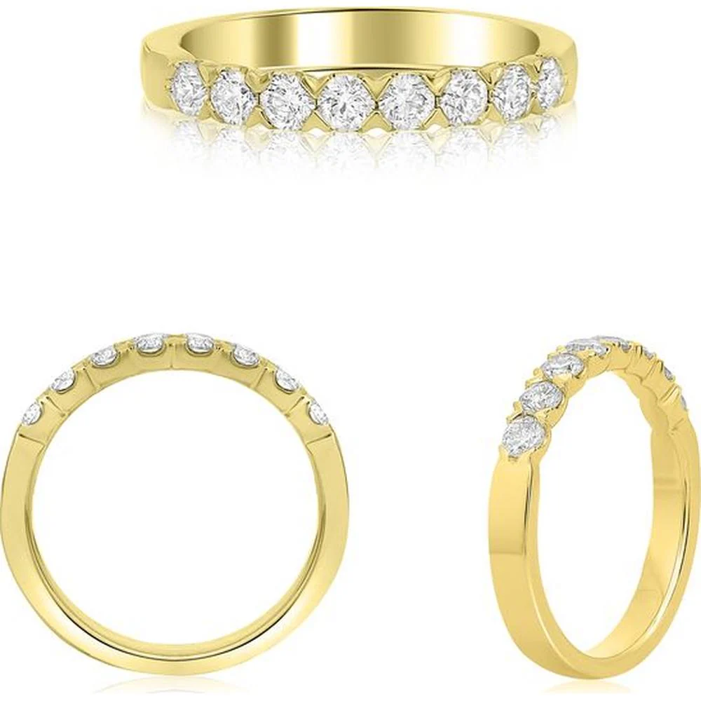 Roman & Jules - 14K Yellow Gold Band with Round Diamonds in Fishtail Setting - 0.52 Carat Total Diamond Weight