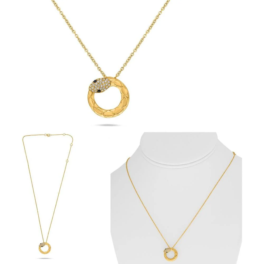 Roman & Jules - 14K Yellow Gold Circle Pendant Necklace with Sapphire and Diamond Accents - 0.10 Carat Total Diamond Weight