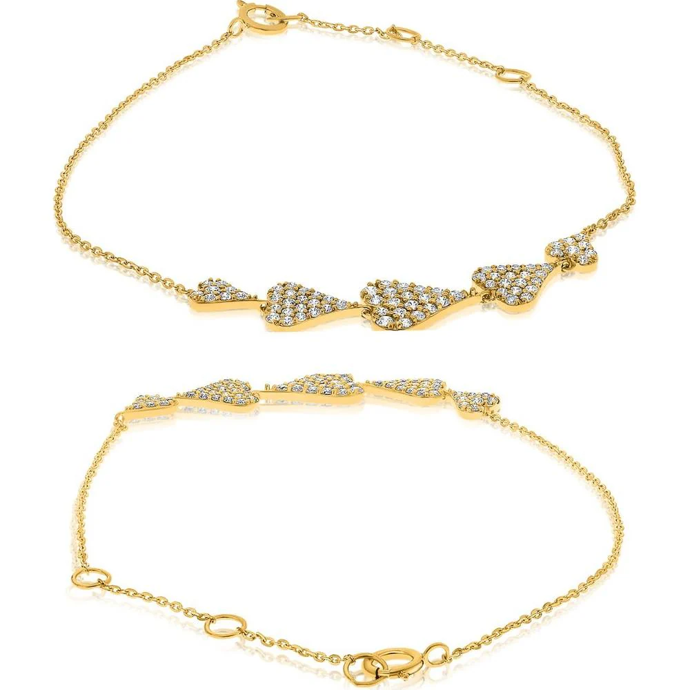 Roman & Jules - 14K Yellow Gold Cluster Diamond Bracelet with Shared Setting - 0.56 Carat Total Diamond Weight