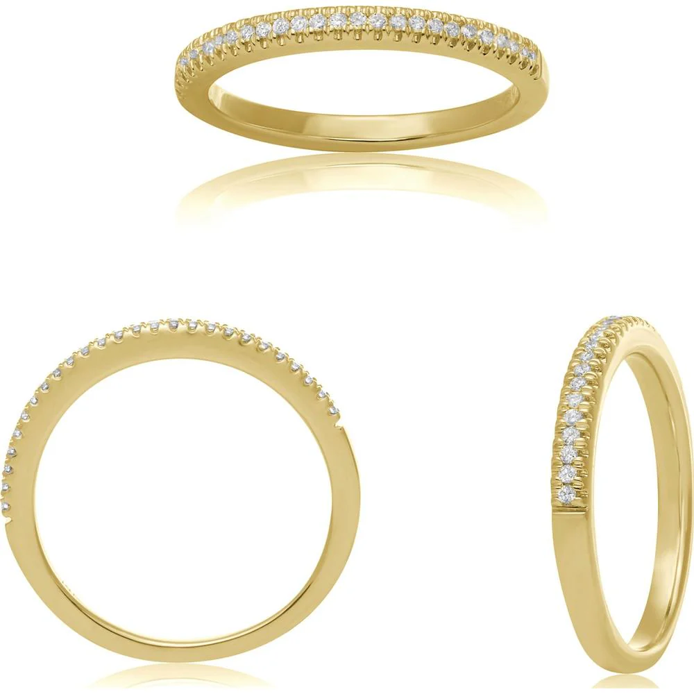 Roman & Jules - 14K Yellow Gold Diamond Band Ring with 0.12 Carat Round Diamonds