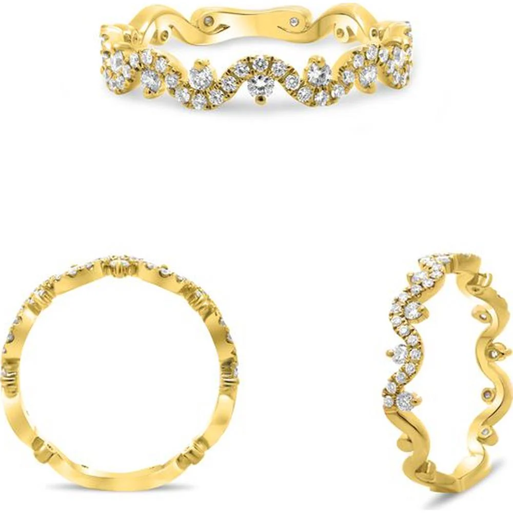 Roman & Jules - 14K Yellow Gold Diamond Band Ring with Round Diamonds - 0.38 Carat Total Diamond Weight