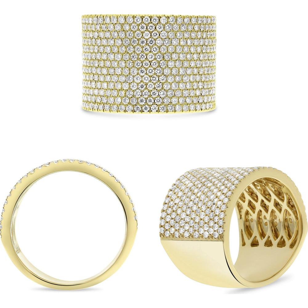 Roman & Jules - 14K Yellow Gold Diamond Band with Micropavé Set Round Diamonds - 1.97 Carat Total Diamond Weight