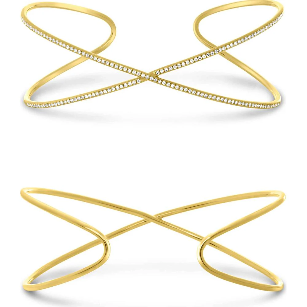Roman & Jules - 14K Yellow Gold Diamond Bangle with 0.42 Carat Round Diamonds