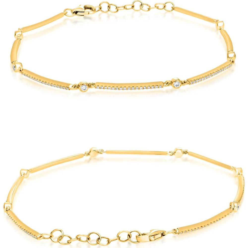 Roman & Jules - 14K Yellow Gold Diamond Bracelet with Bezel-Set Round Diamonds - 0.42 Carat Total Diamond Weight