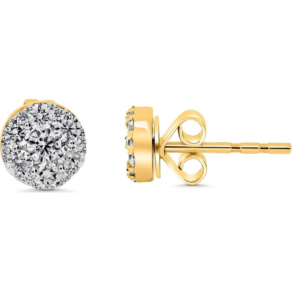 Roman & Jules - 14K Yellow Gold Diamond Cluster Stud Earrings - 0.49 Carat Total Diamond Weight