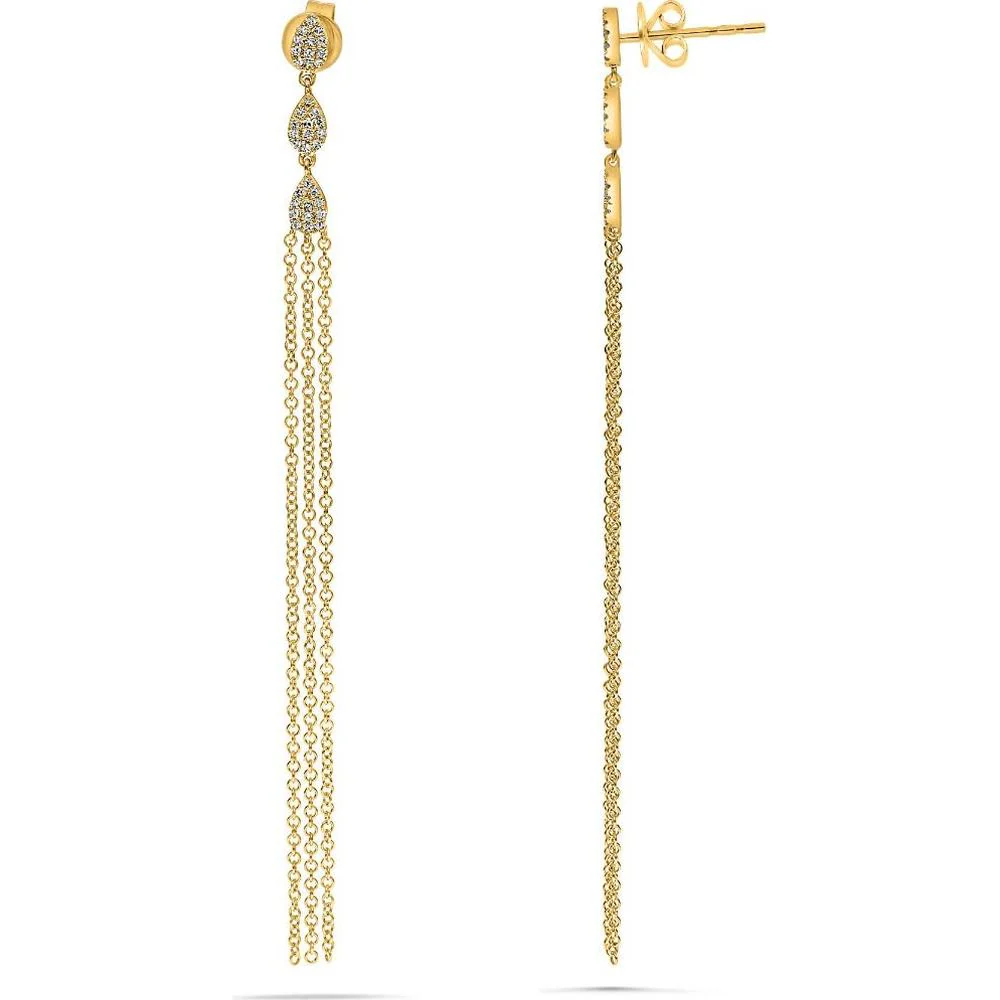 Roman & Jules - 14K Yellow Gold Diamond Drop Earrings with Round Diamonds - 0.17 Carat Total Diamond Weight