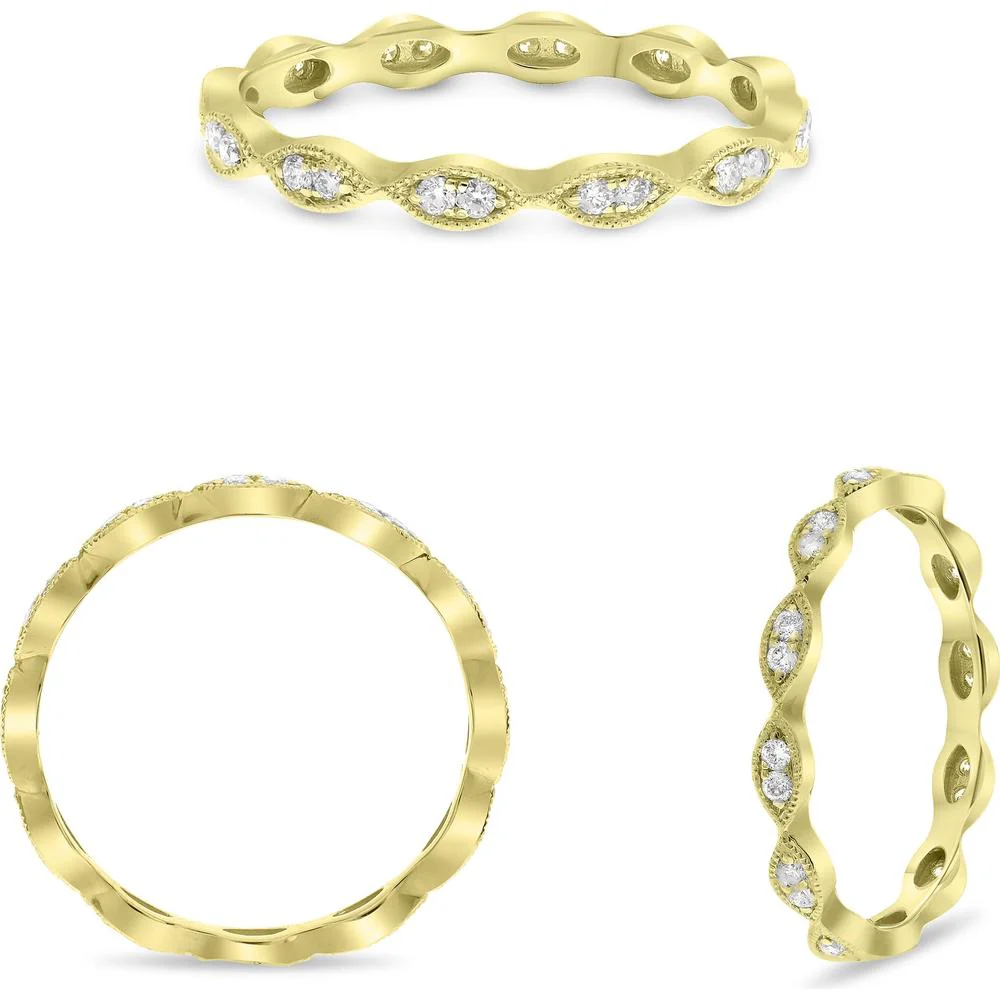 Roman & Jules - 14K Yellow Gold Diamond Eternity Band with Pave Set Round Diamonds - 0.20 Carat Total Diamond Weight