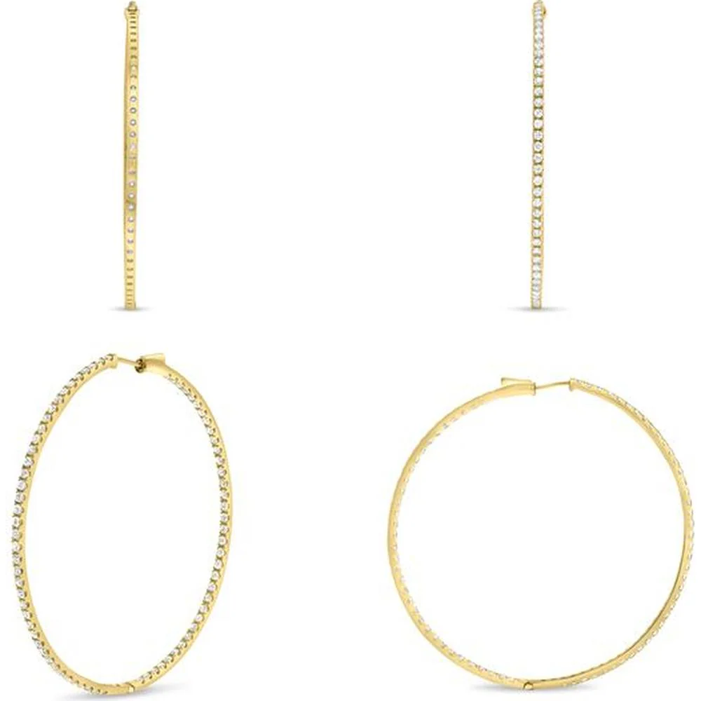 Roman & Jules - 14K Yellow Gold Diamond Hoop Earrings with Micropavé Setting - 3.00 Carat Total Diamond Weight