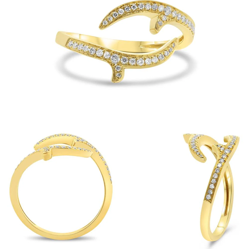 Roman & Jules - 14K Yellow Gold Diamond Ring with Pave Channel Setting - 0.15 Carat Total Diamond Weight