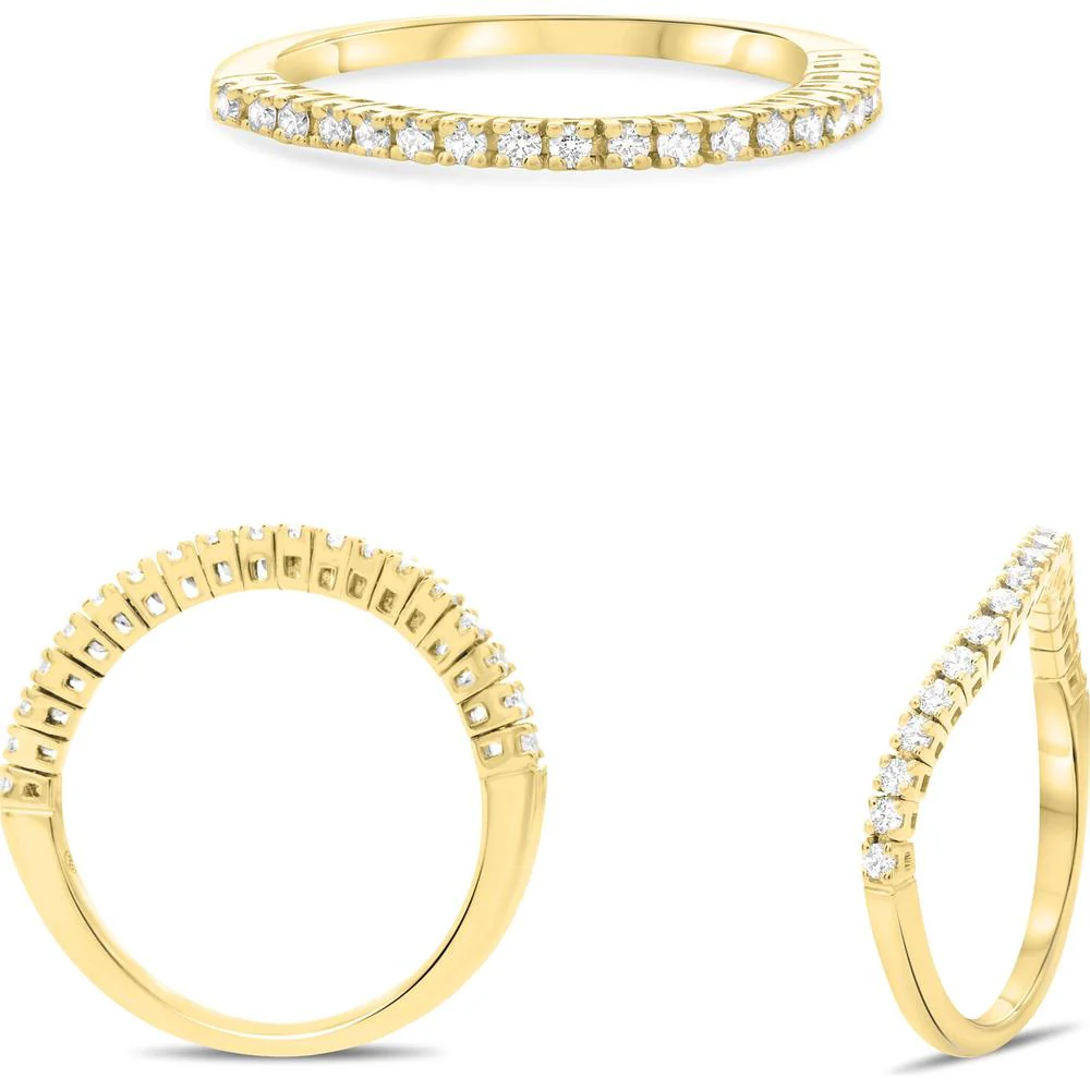 Roman & Jules - 14K Yellow Gold Diamond Ring with Prong Set Round Diamonds - 0.20 Carat Total Diamond Weight