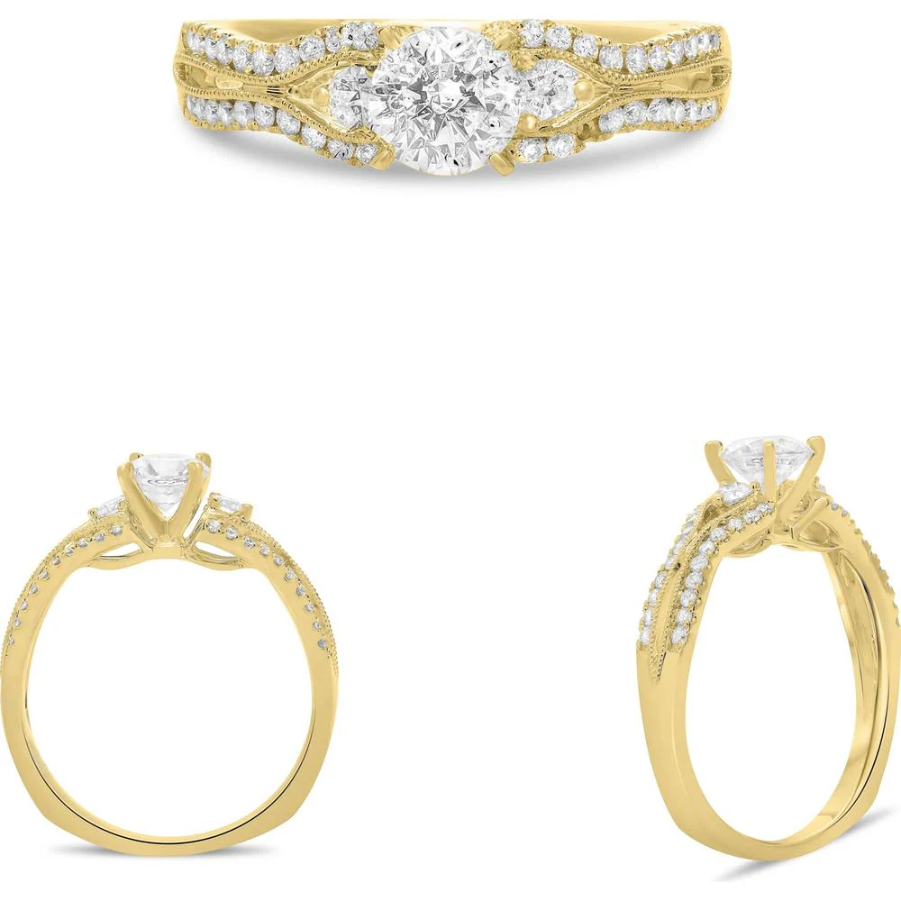 Roman & Jules - 14K Yellow Gold Diamond Ring with Round Diamond and Euro Shank - 0.30 Carat Total Diamond Weight