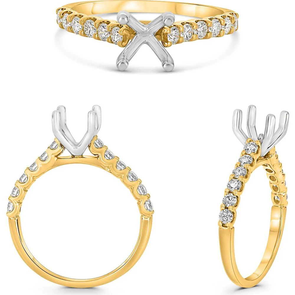 Roman & Jules - 14K Yellow Gold Diamond Ring with Shared U-Prong Setting - 0.46 Carat Total Diamond Weight