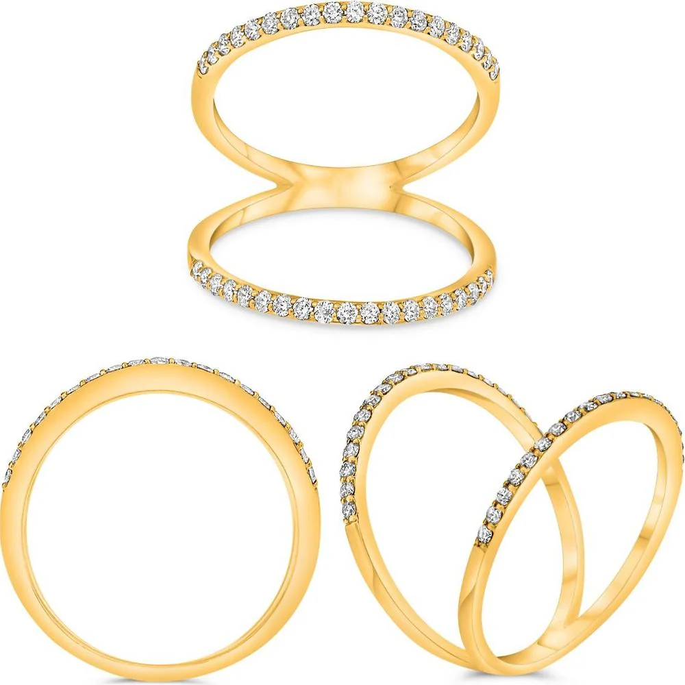Roman & Jules - 14K Yellow Gold Diamond Split Band Ring with Round Diamonds - 0.38 Carat Total Diamond Weight