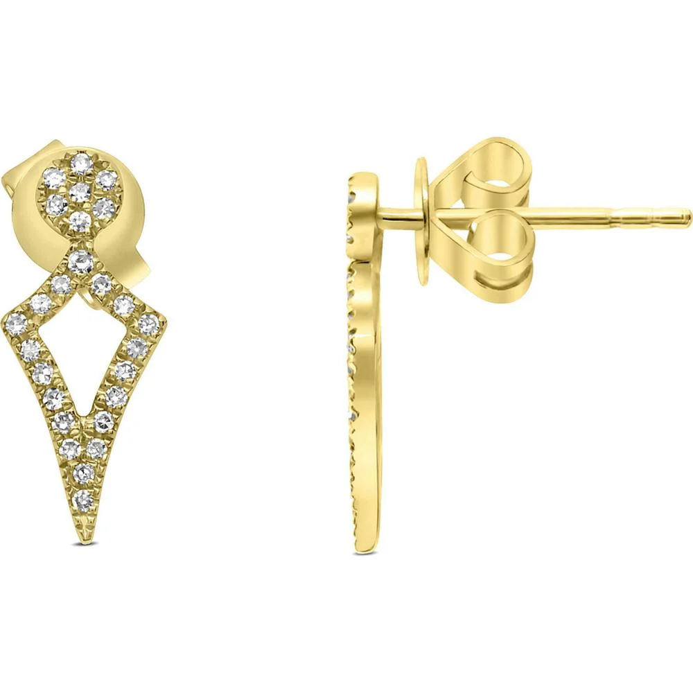 Roman & Jules - 14K Yellow Gold Diamond Stud Earrings - 0.22 Carat Total Diamond Weight