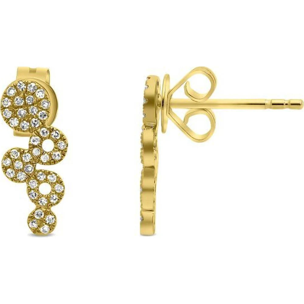Roman & Jules - 14K Yellow Gold Diamond Stud Earrings with 0.18 Carat Total Round Diamonds