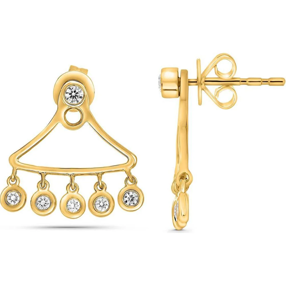 Roman & Jules - 14K Yellow Gold Diamond Stud Earrings with Bezel Set Round Diamonds - 0.27 Carat Total Diamond Weight