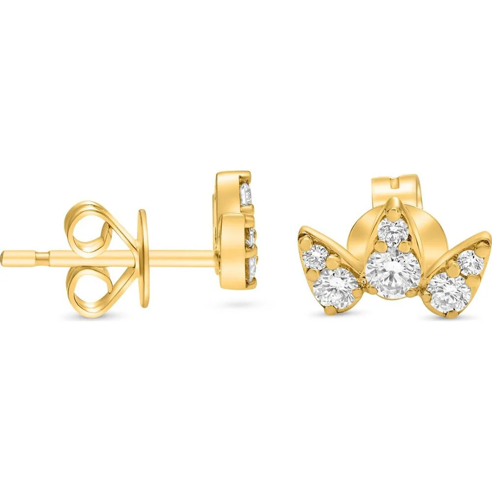 Roman & Jules - 14K Yellow Gold Diamond Stud Earrings with Round Diamonds - 0.38 Carat Total Diamond Weight