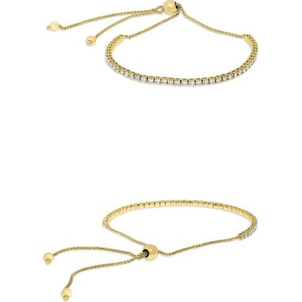 Roman & Jules - 14K Yellow Gold Diamond Tennis Bracelet with Prong Set Round Diamonds - 0.79 Carat Total Diamond Weight