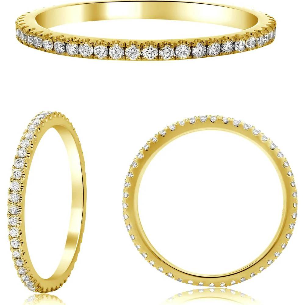 Roman & Jules - 14K Yellow Gold Eternity Band with Micropavé Set Round Diamonds - 0.38 Carat Total Diamond Weight