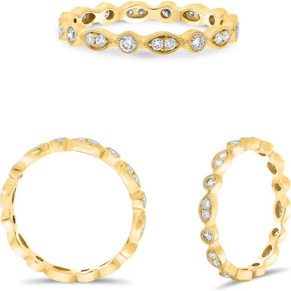 Roman & Jules - 14K Yellow Gold Eternity Band with Round Brilliant Diamonds - 0.38 Carat Total Diamond Weight