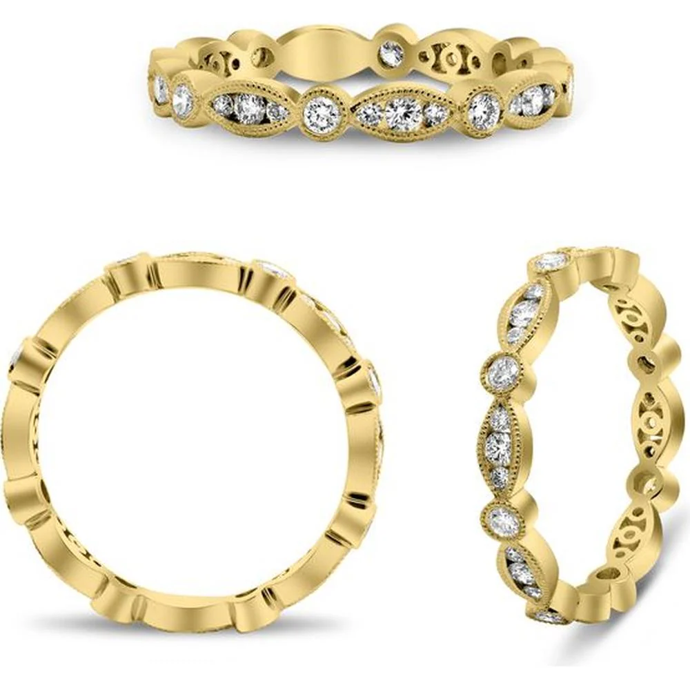 Roman & Jules - 14K Yellow Gold Eternity Band with Round Diamonds - 0.47 Carat Total Diamond Weight
