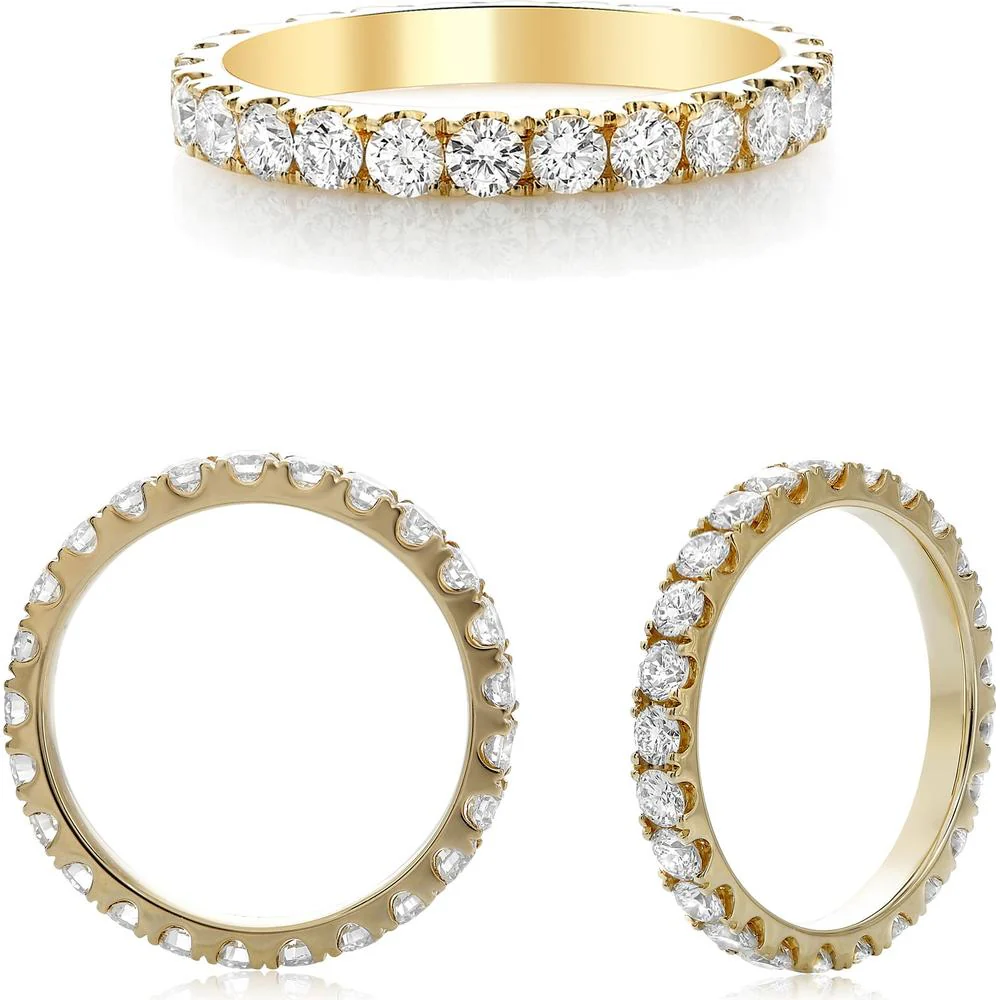 Roman & Jules - 14K Yellow Gold Eternity Band with Round Diamonds - 1.36 Carat Total Diamond Weight