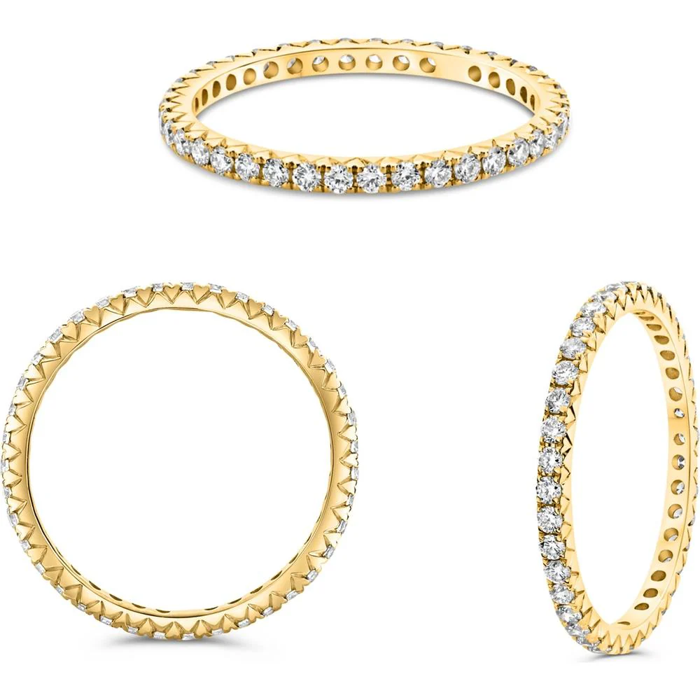 Roman & Jules - 14K Yellow Gold Eternity Band with Round Diamonds in French Pave Setting - 0.52 Carat Total Diamond Weight