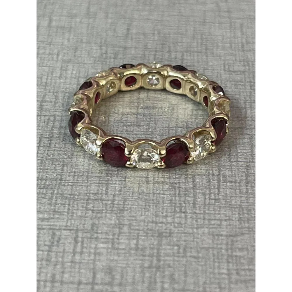 Roman & Jules - 14K Yellow Gold Eternity Band with Round Rubies and Diamonds - 2.64 Carat Ruby and 1.86 Carat Diamond Total Carat Weight