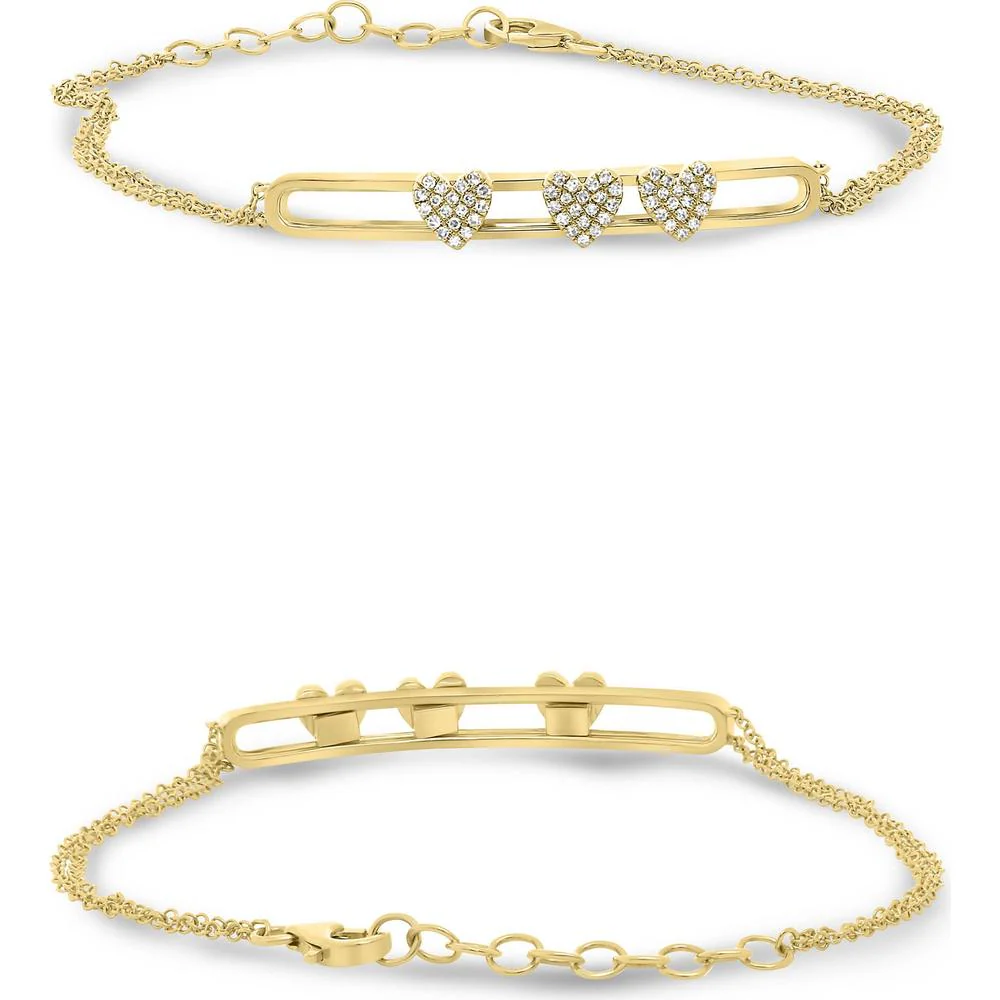 Roman & Jules - 14K Yellow Gold Heart Shape Diamond Bracelet with 0.14 Carat Total Diamond Weight