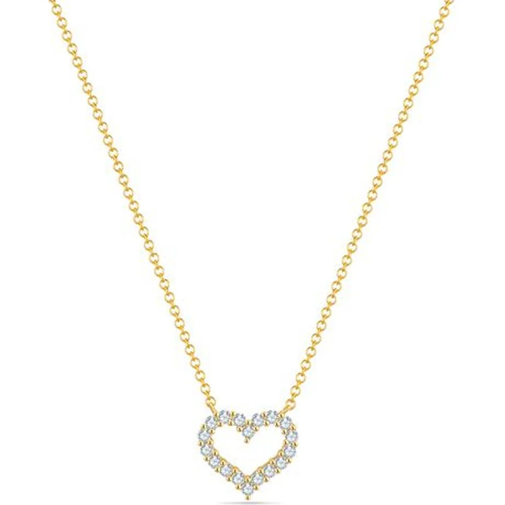 Roman & Jules - 14K Yellow Gold Heart-Shaped Diamond Pendant Necklace - 0.25 Carat Total Diamond Weight