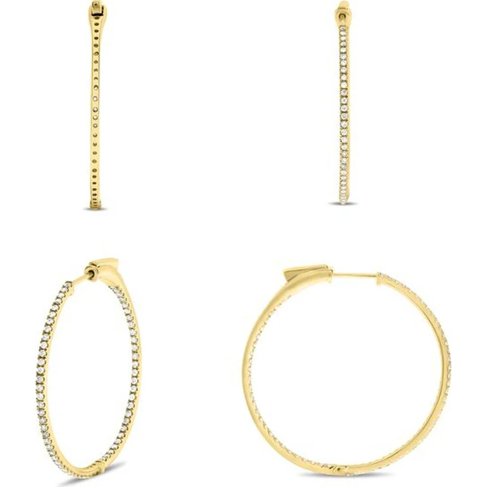 Roman & Jules - 14K Yellow Gold Hoop Earrings with 0.50 Carat Round Diamonds in Micropavé Setting
