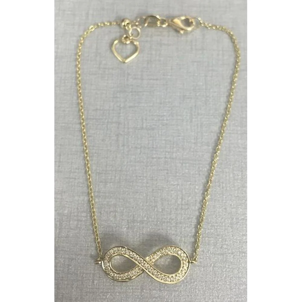 Roman & Jules - 14K Yellow Gold Infinity Bracelet with Round Diamonds - 0.09 Carat Total Diamond Weight